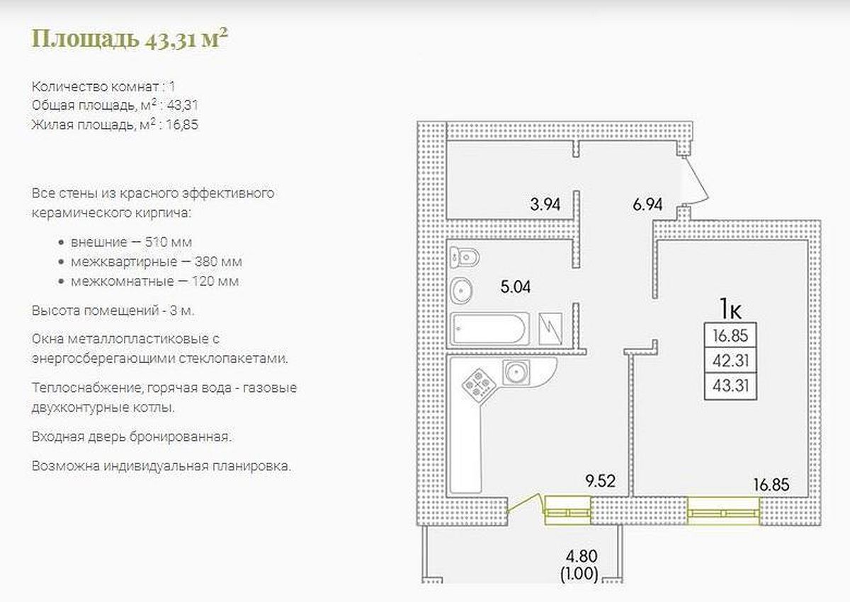 1-х комнатные квартиры